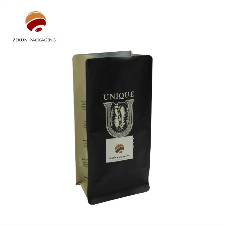 ব্যবসায়িক প্যাকেজিংয়ের জন্য প্রাকৃতিক বাদামী কাগজের রঙিন কফি ব্যাগ